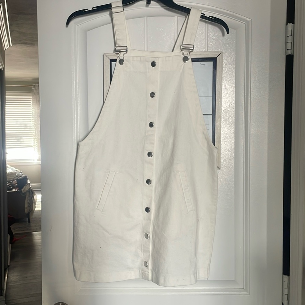 White overall dress